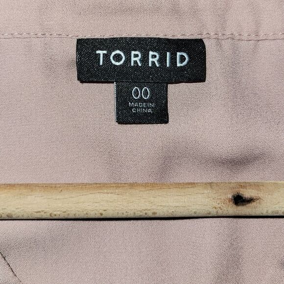 Torrid Harper Georgette Pullover 3/4 Sleeve Blouse Pink Rose Blush Mauve 00 - Picture 7 of 13